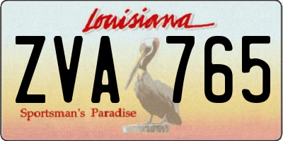 LA license plate ZVA765