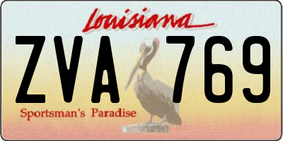 LA license plate ZVA769