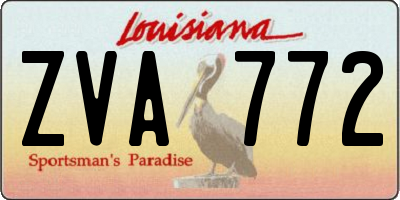 LA license plate ZVA772