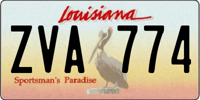 LA license plate ZVA774