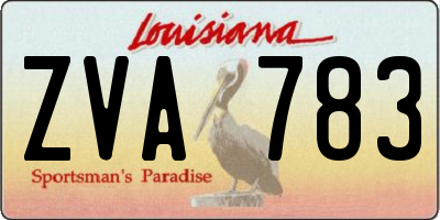 LA license plate ZVA783