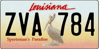 LA license plate ZVA784