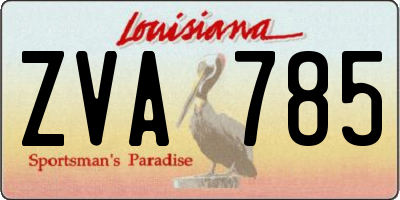 LA license plate ZVA785