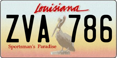 LA license plate ZVA786