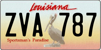 LA license plate ZVA787