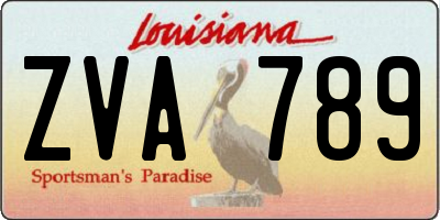 LA license plate ZVA789