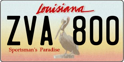 LA license plate ZVA800