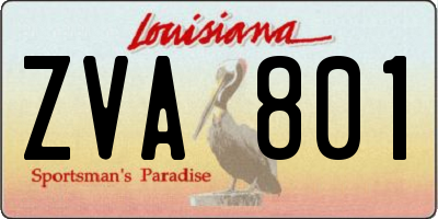 LA license plate ZVA801