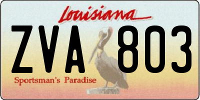 LA license plate ZVA803