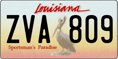 LA license plate ZVA809