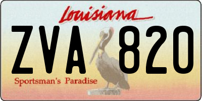 LA license plate ZVA820