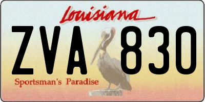 LA license plate ZVA830