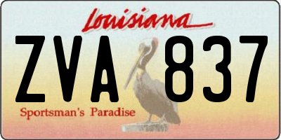 LA license plate ZVA837