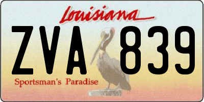 LA license plate ZVA839