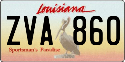 LA license plate ZVA860