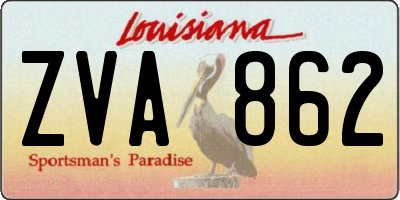 LA license plate ZVA862