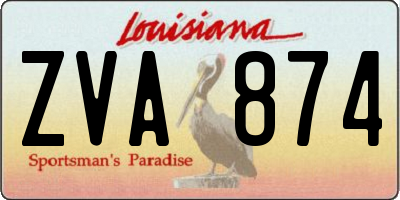 LA license plate ZVA874
