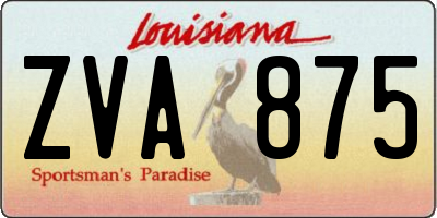 LA license plate ZVA875