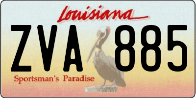 LA license plate ZVA885