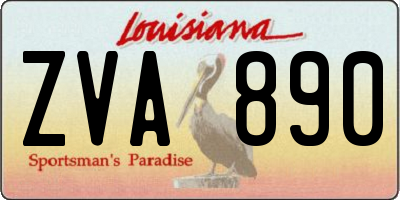 LA license plate ZVA890