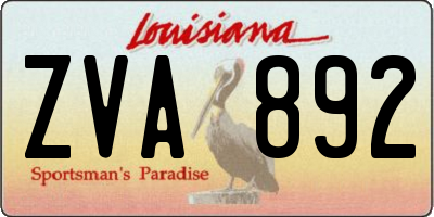 LA license plate ZVA892