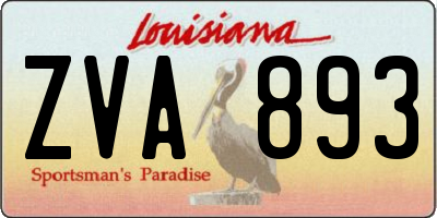 LA license plate ZVA893