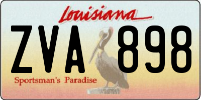 LA license plate ZVA898