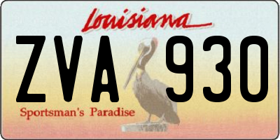 LA license plate ZVA930