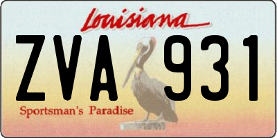 LA license plate ZVA931