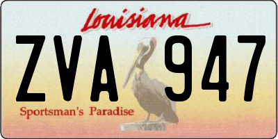 LA license plate ZVA947