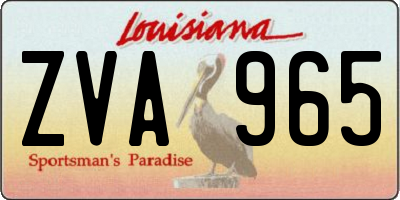 LA license plate ZVA965