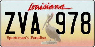 LA license plate ZVA978