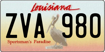 LA license plate ZVA980