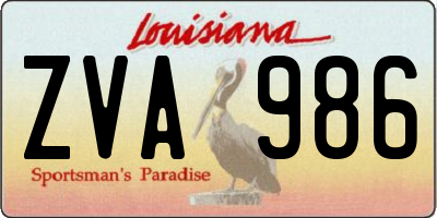 LA license plate ZVA986