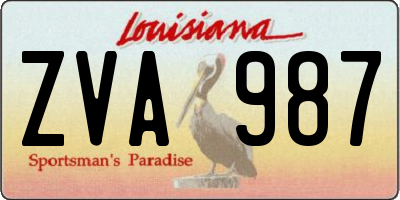 LA license plate ZVA987