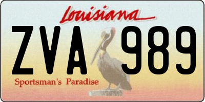LA license plate ZVA989
