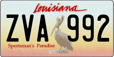 LA license plate ZVA992