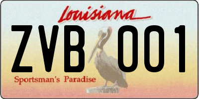 LA license plate ZVB001