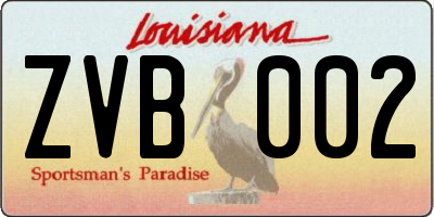 LA license plate ZVB002