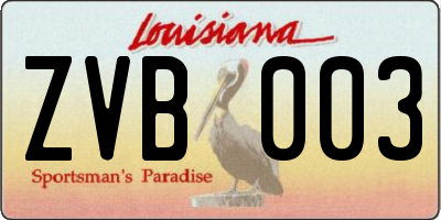 LA license plate ZVB003