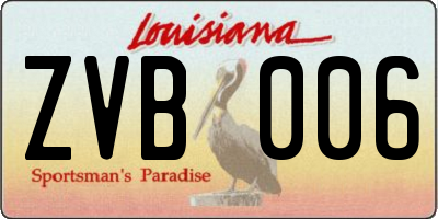 LA license plate ZVB006