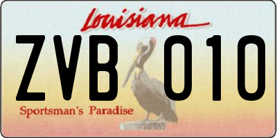 LA license plate ZVB010