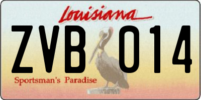 LA license plate ZVB014