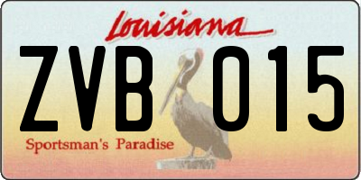 LA license plate ZVB015