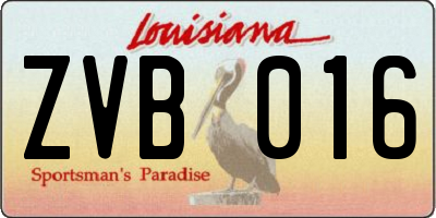 LA license plate ZVB016