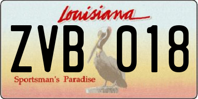 LA license plate ZVB018