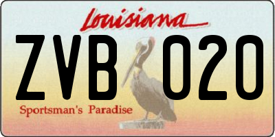 LA license plate ZVB020