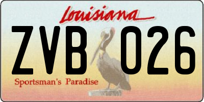 LA license plate ZVB026