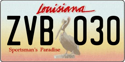 LA license plate ZVB030