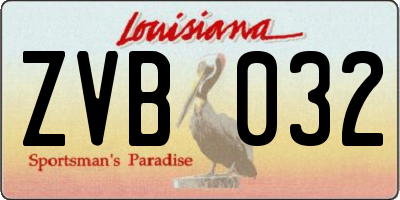 LA license plate ZVB032